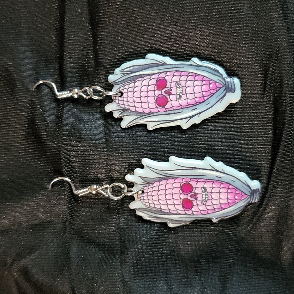 Hippy Sun Scary morbid Halloween corn ear goth punk emp earrings